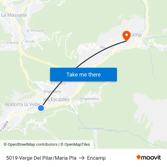 5019-Verge Del Pilar/Maria Pla to Encamp map