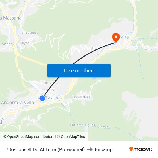 706-Consell De Al Terra (Provisional) to Encamp map