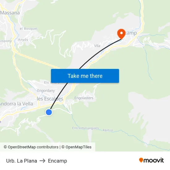 Urb. La Plana to Encamp map