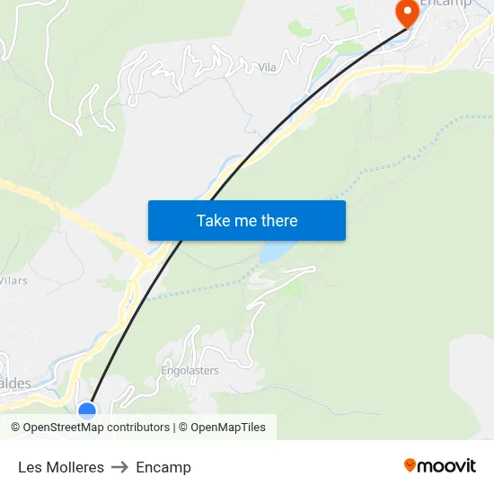 Les Molleres to Encamp map