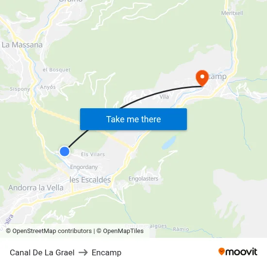 Canal De La Grael to Encamp map