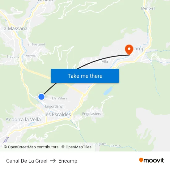 Canal De La Grael to Encamp map