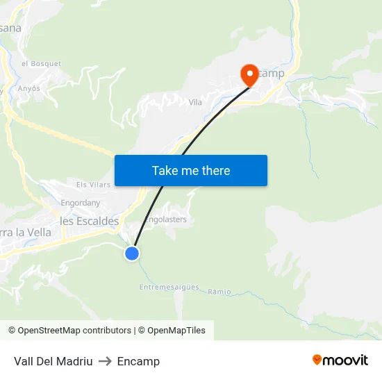 Vall Del Madriu to Encamp map