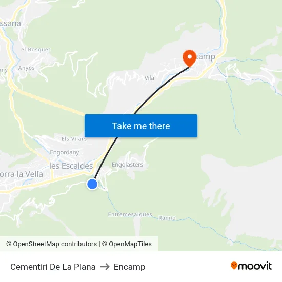 Cementiri De La Plana to Encamp map
