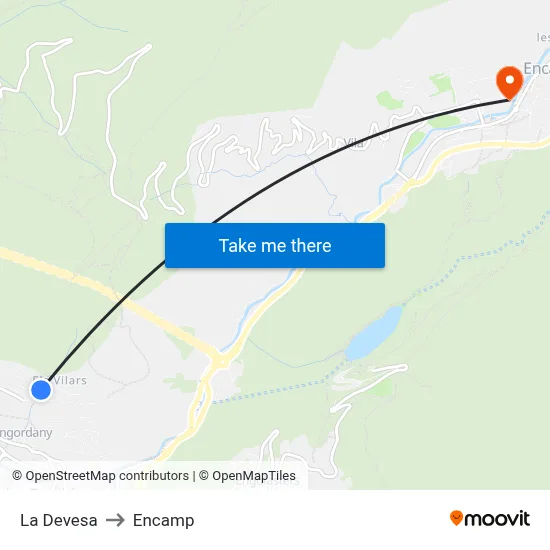 La Devesa to Encamp map