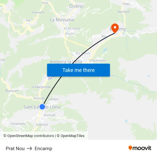Prat Nou to Encamp map