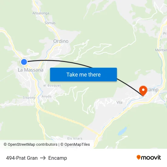 494-Prat Gran to Encamp map