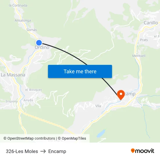 326-Les Moles to Encamp map