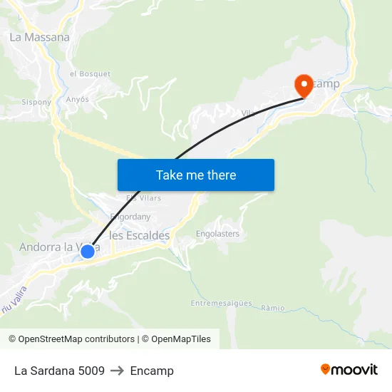 La Sardana to Encamp map