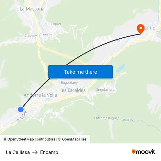 La Callissa to Encamp map