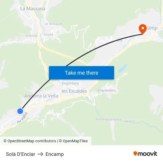 Solà D'Enclar to Encamp map