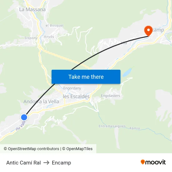 Antic Camí Ral to Encamp map