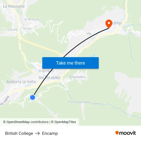 British College to Encamp map