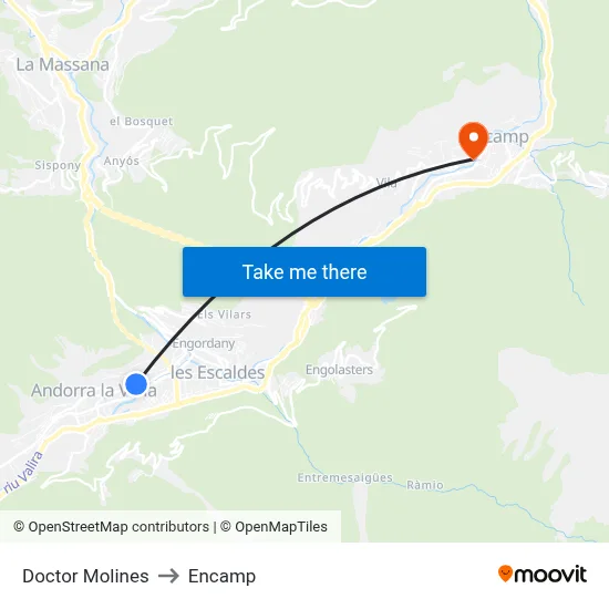 Doctor Molines to Encamp map