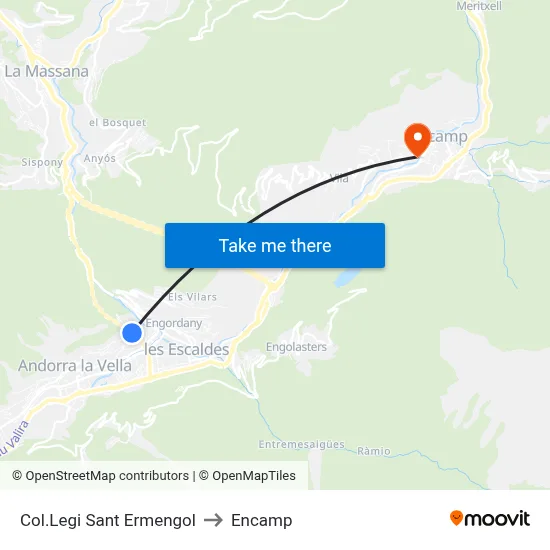 Col.Legi Sant Ermengol to Encamp map