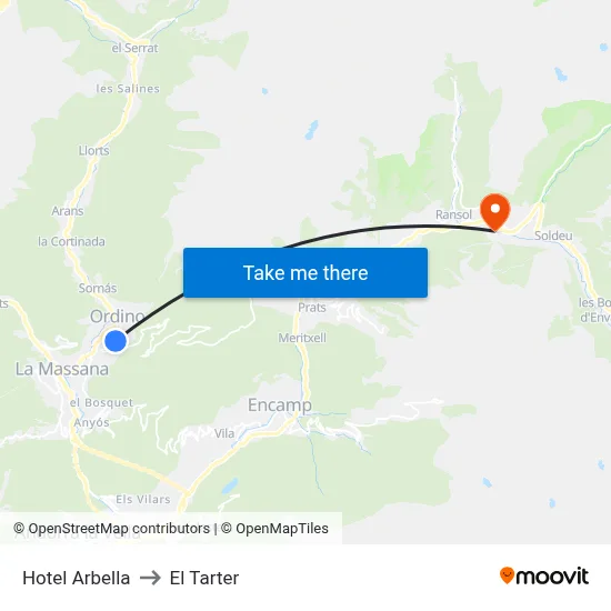 Hotel Arbella to El Tarter map