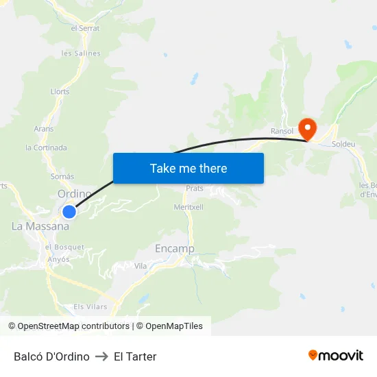 Balcó D'Ordino to El Tarter map