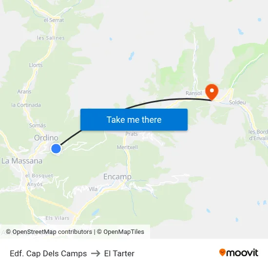Edf. Cap Dels Camps to El Tarter map
