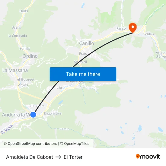 707-Arnaldeta De Caboet to El Tarter map
