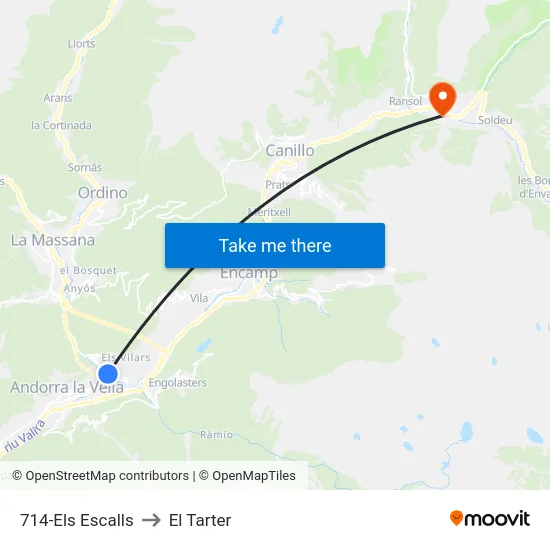 714-Els Escalls to El Tarter map