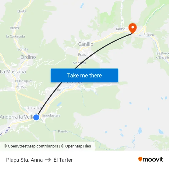 701-Plaça Sta. Anna to El Tarter map