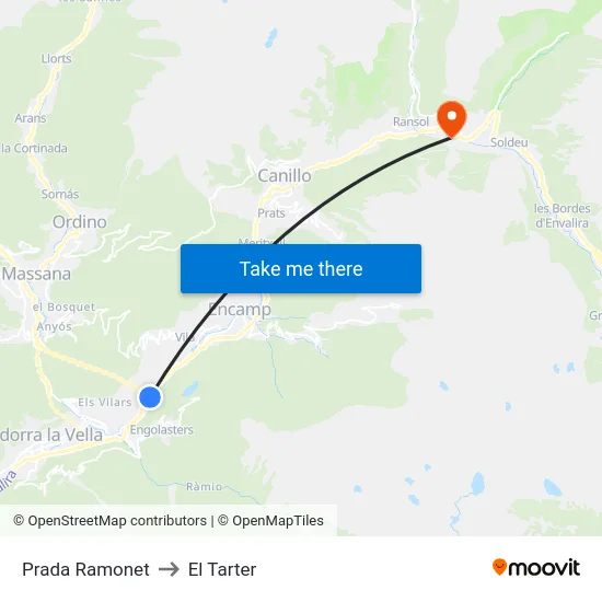 231-Prada Ramonet to El Tarter map