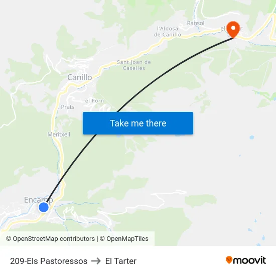 209-Els Pastoressos to El Tarter map