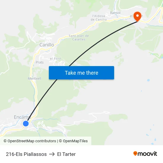 216-Els Piallassos to El Tarter map