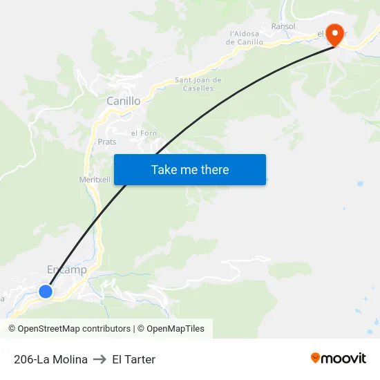 206-La Molina to El Tarter map