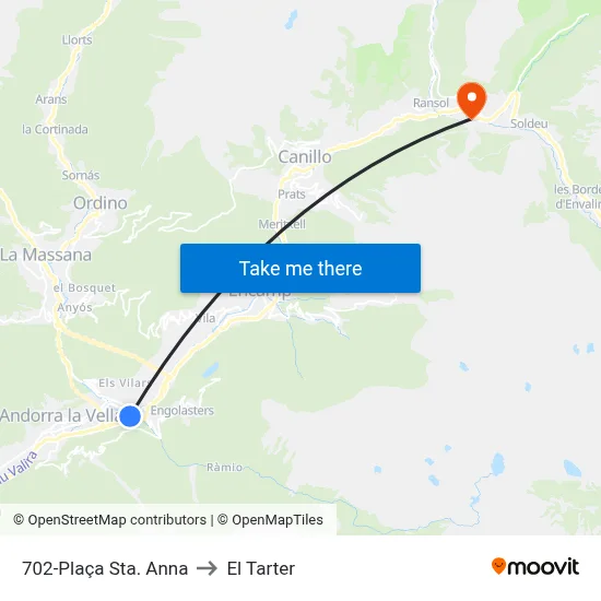 702-Plaça Sta. Anna to El Tarter map