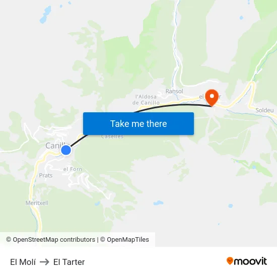 115-El Molí to El Tarter map