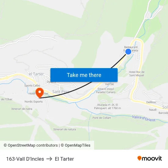 163-Vall D'Incles to El Tarter map