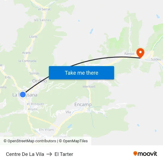 Centre De La Vila to El Tarter map