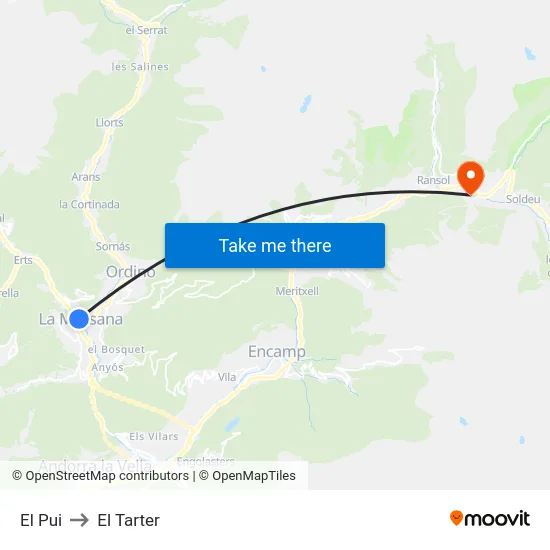 El Pui to El Tarter map