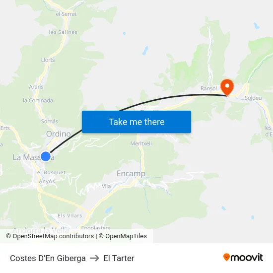 Costes D'En Giberga to El Tarter map