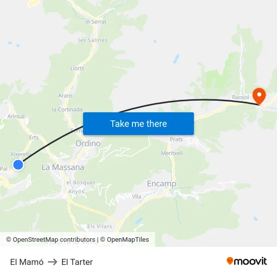 El Mamó to El Tarter map