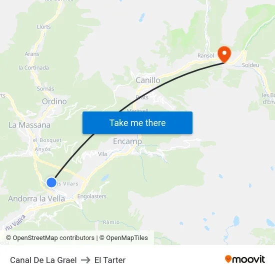 Canal De La Grael to El Tarter map