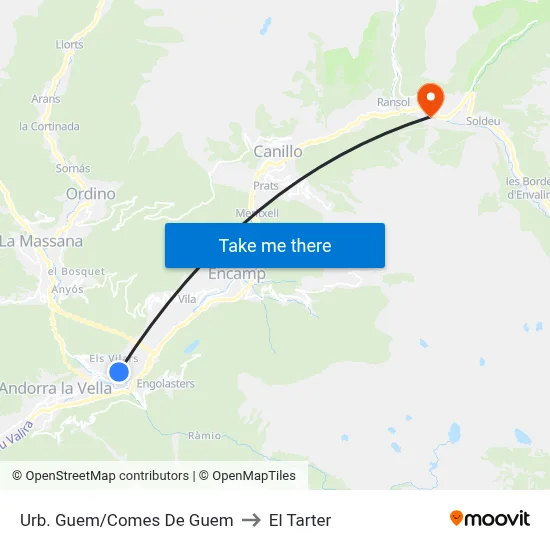 Urb. Guem/Comes De Guem to El Tarter map