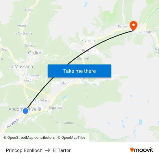 Príncep Benlloch to El Tarter map