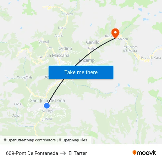 609-Pont De Fontaneda to El Tarter map