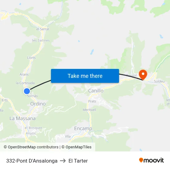 332-Pont D'Ansalonga to El Tarter map