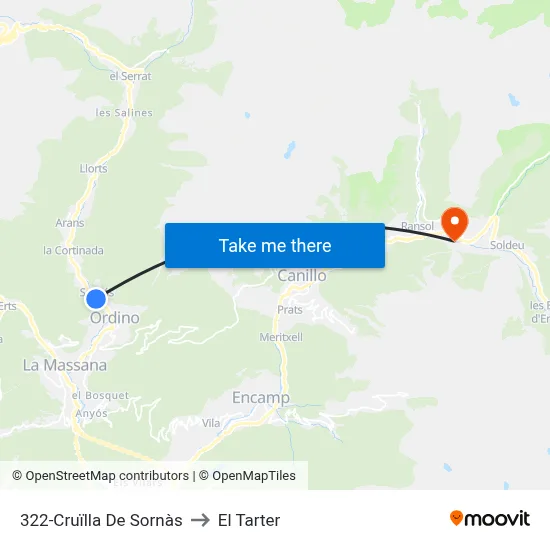 322-Cruïlla De Sornàs to El Tarter map