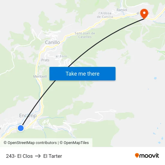 243- El Clos to El Tarter map