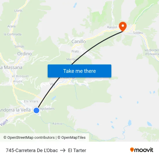 745-Carretera De L'Obac to El Tarter map