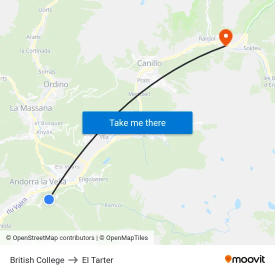 British College to El Tarter map