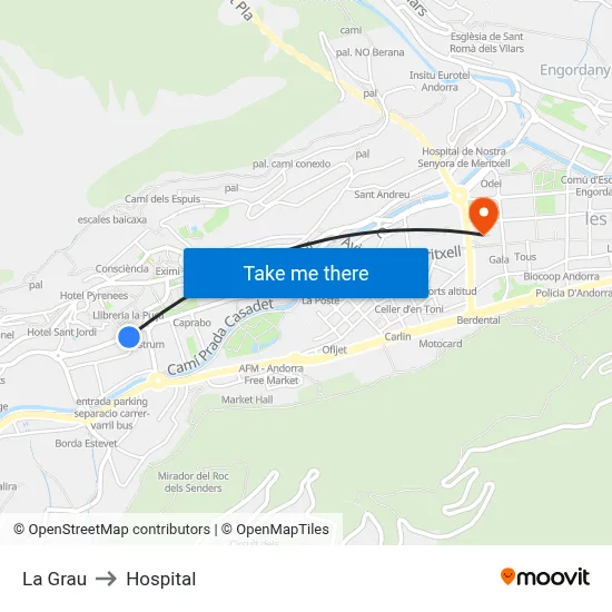 La Grau to Hospital map