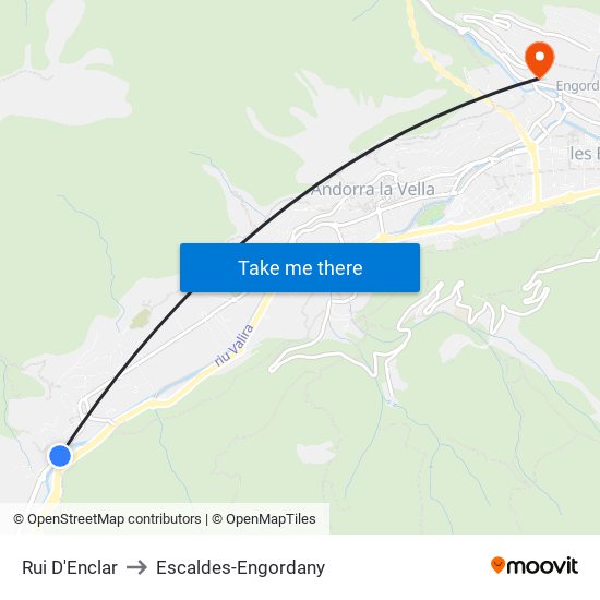 Rui D'Enclar to Escaldes-Engordany map