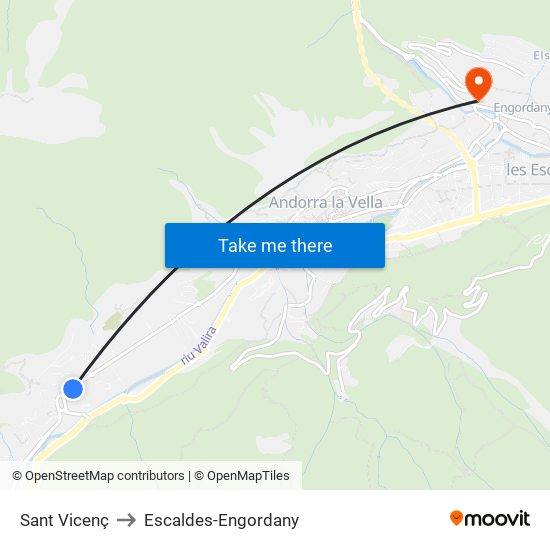 Sant Vicenç to Escaldes-Engordany map