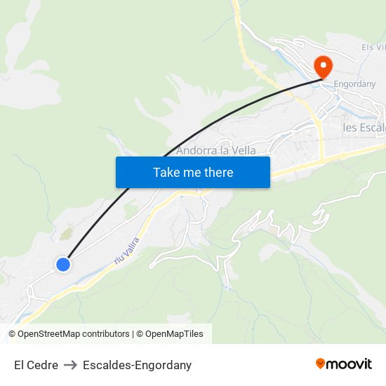 El Cedre to Escaldes-Engordany map