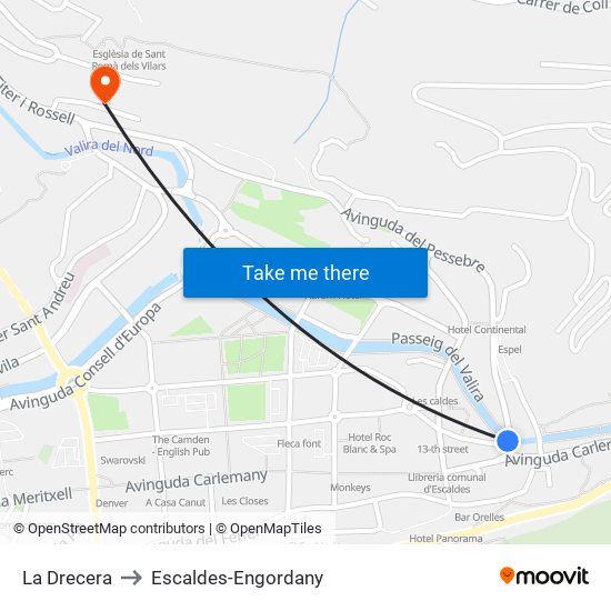 La Drecera to Escaldes-Engordany map